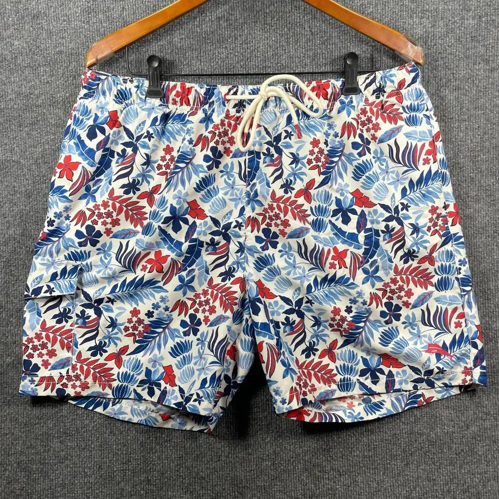 Tommy Bahama Swim Shorts Men's XL Floral Allover Hawaiian Lined Drawstring
